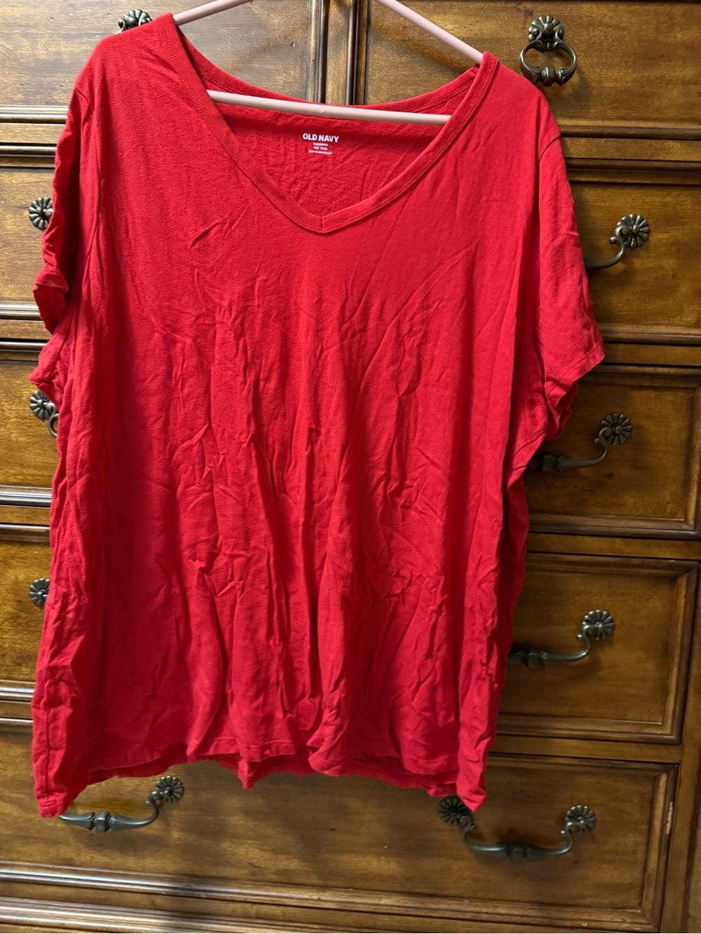 Old Navy Red V-Neck Short Sleeve Tee